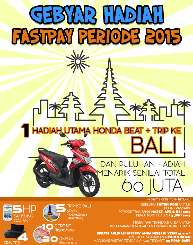 Raih Hadiah Utama Sebuah Motor Honda Beat dan Trip Liburan Ke Bali Hanya di FASTPAY dan FASTRAVEL