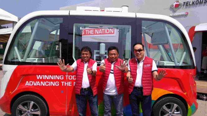 Telkomsel Pamer Bus Tanpa Sopir saat Asian Games 2018