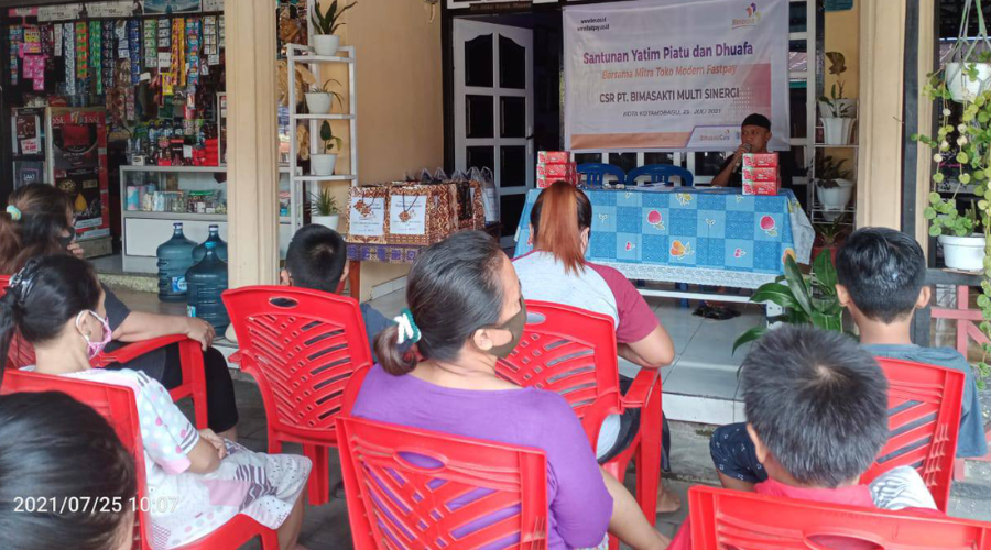 Bimasakticare bersama mitra fastpay Kotamobagu Sulawesi Utara menggelar santunan anak yatim piatu dan dhuafa 1